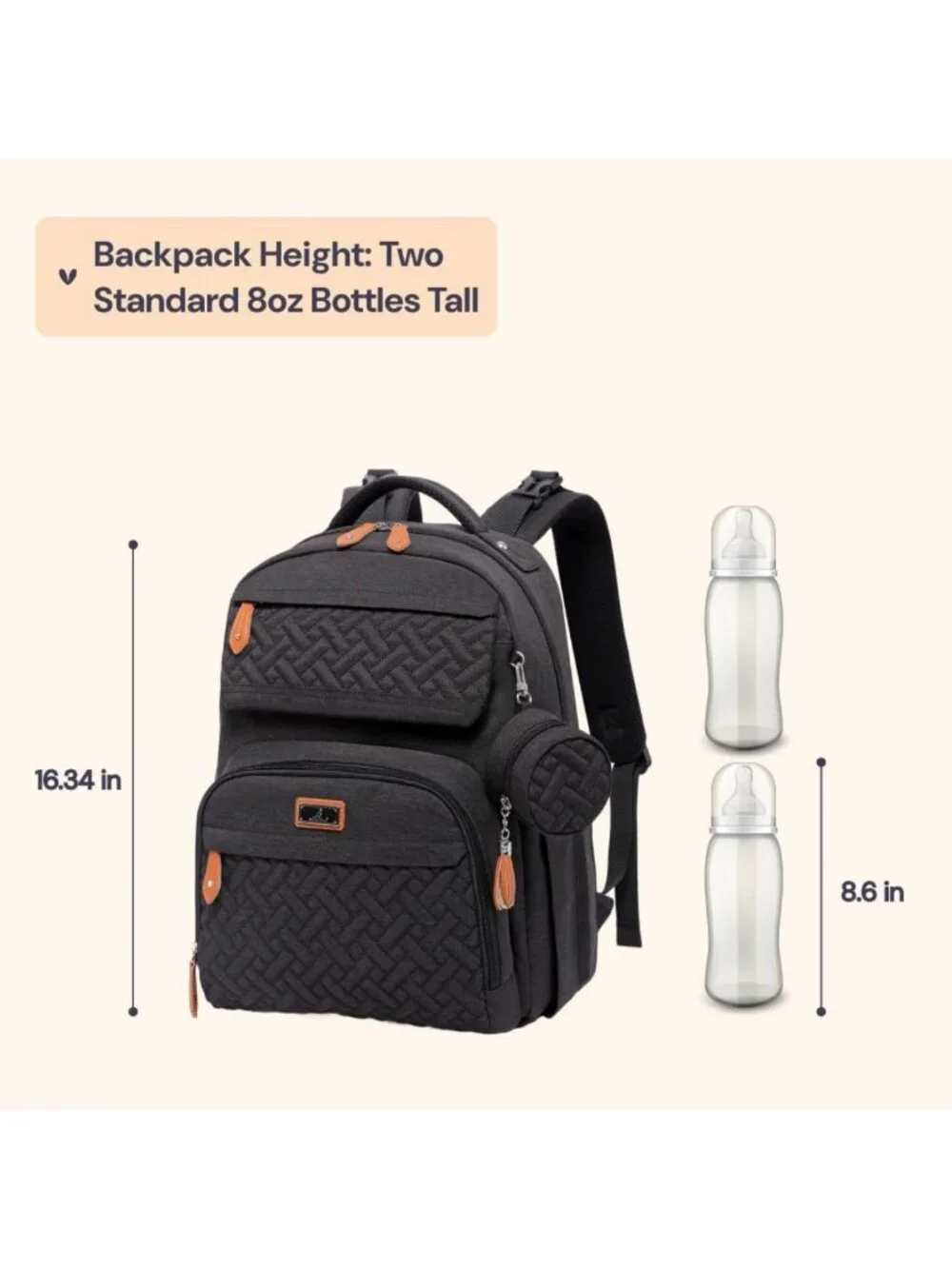 Large Waterproof Diaper Bag Backpack with Changing Pad, Stroller Clips